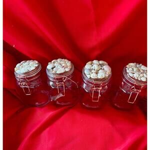 Ocean Inspired Shell Embellished Set of Four Glass Candy